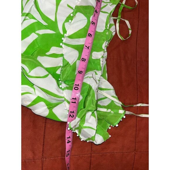 Lilly Pulitzer Green & White Tropical Print Ruffle Dress Women Size 0 - Picture 6 of 10